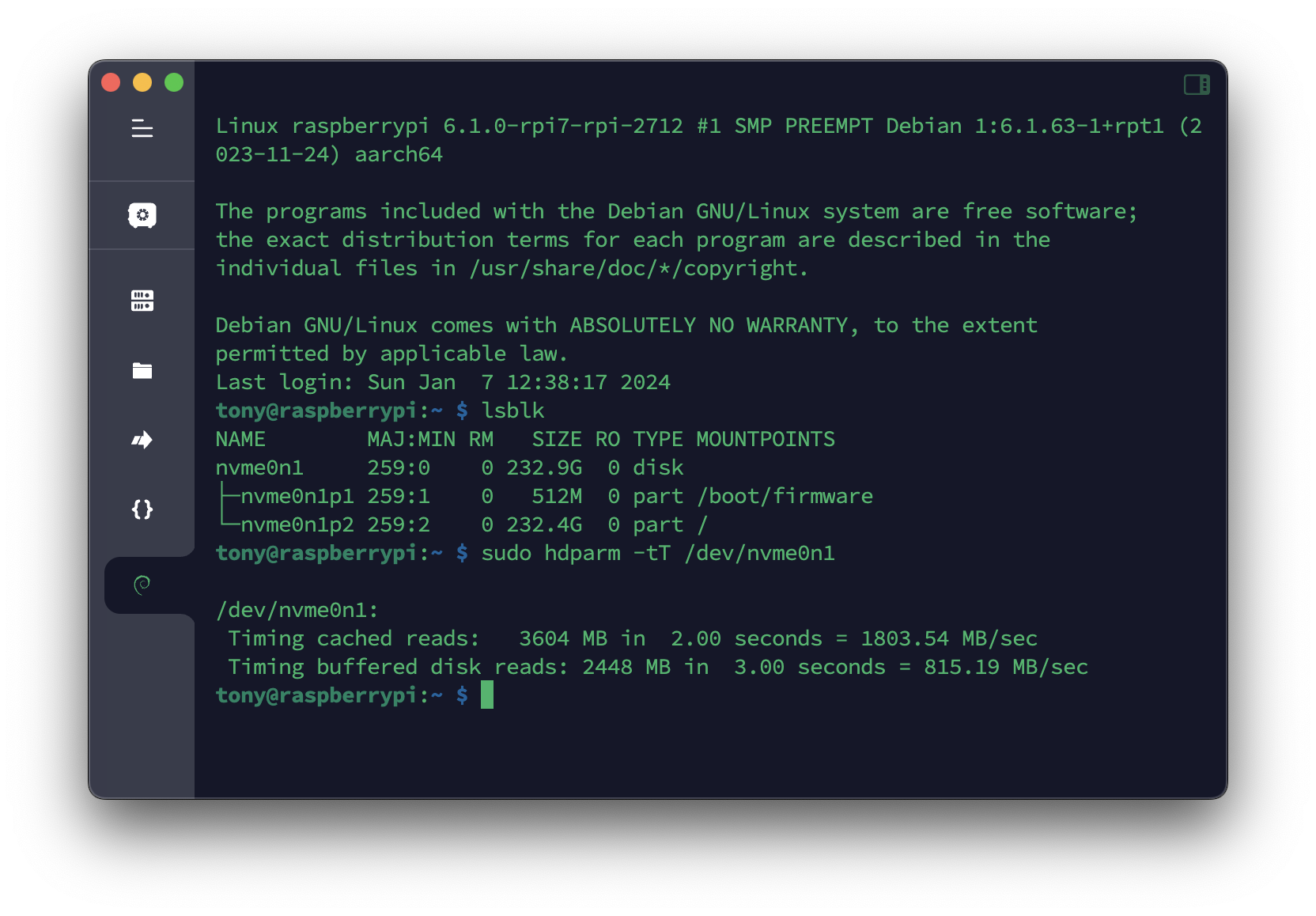 hdparm read speed