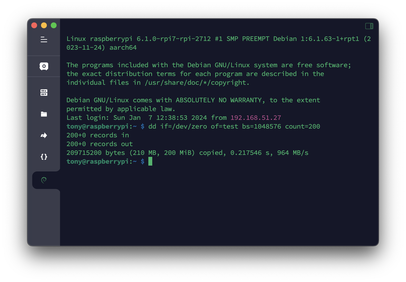 hdparm write speed